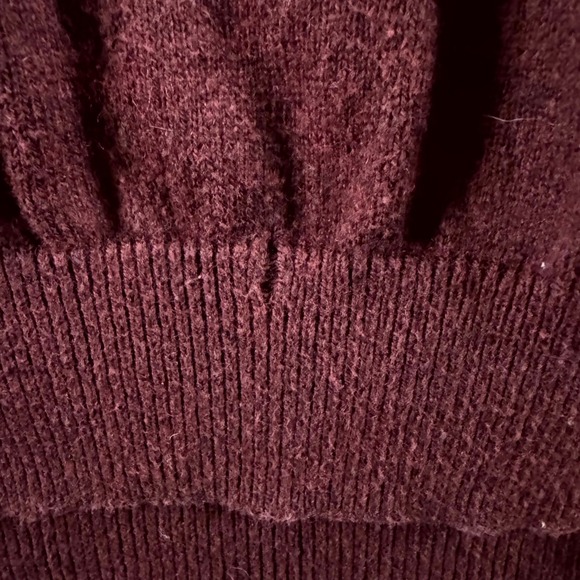 Alan Flusser Sweater Mens XL Burgundy Cotton Cashmere Tight Knit Quarter Zip - Picture 11 of 11